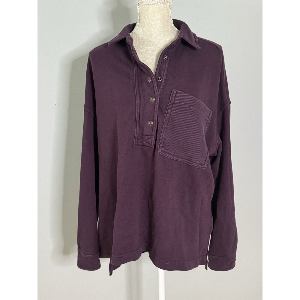 NEW Aerie Chorewear Popover Sweatshirt in Plum Size Small Oversized